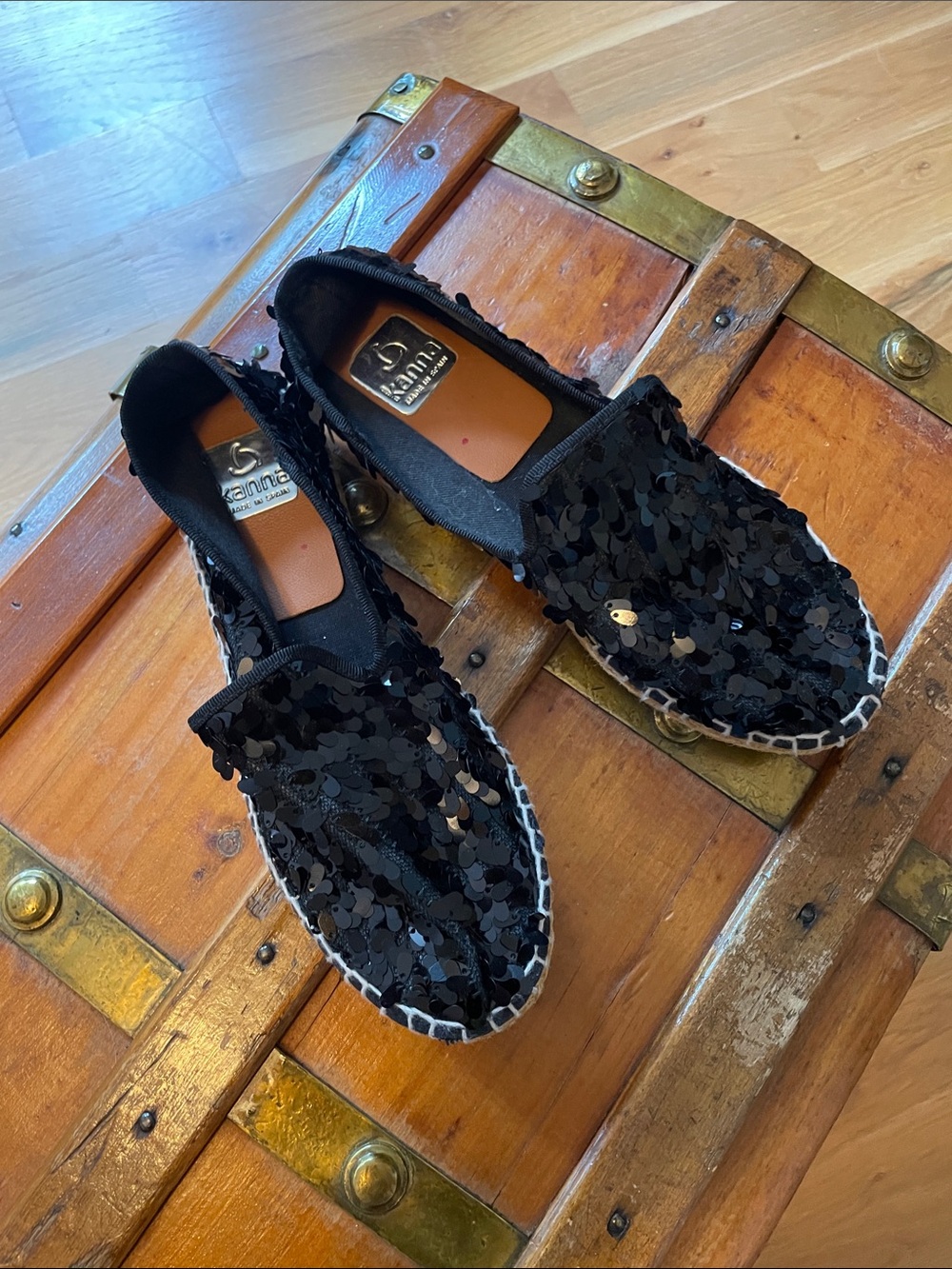 Kanna Black Sequin Espadrilles Size 38